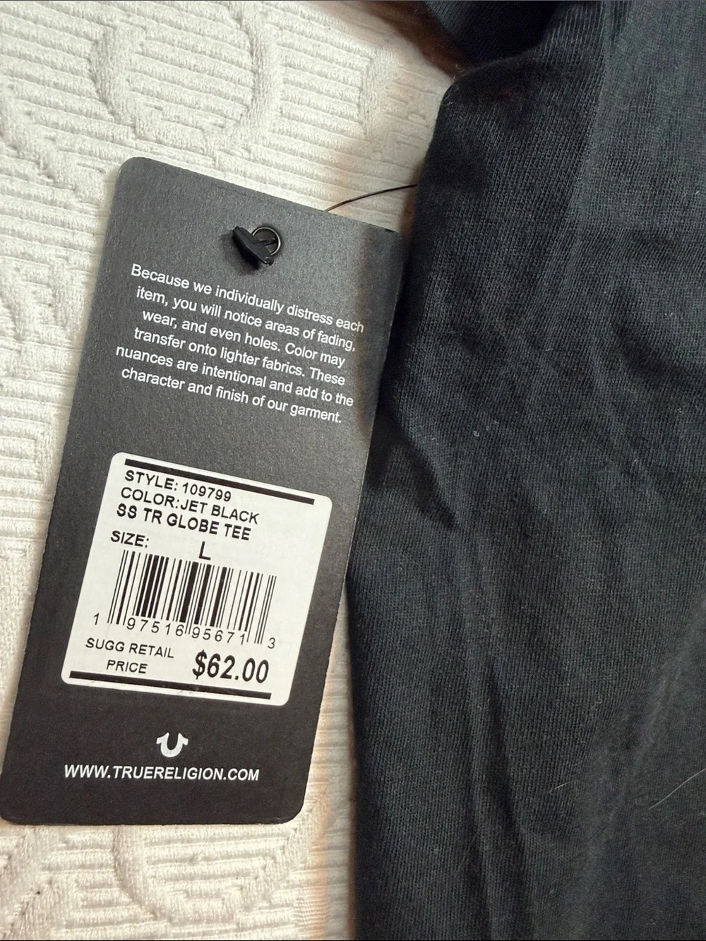 True Religion Black Short Sleeve Logo Crew Tee. NWT. Large